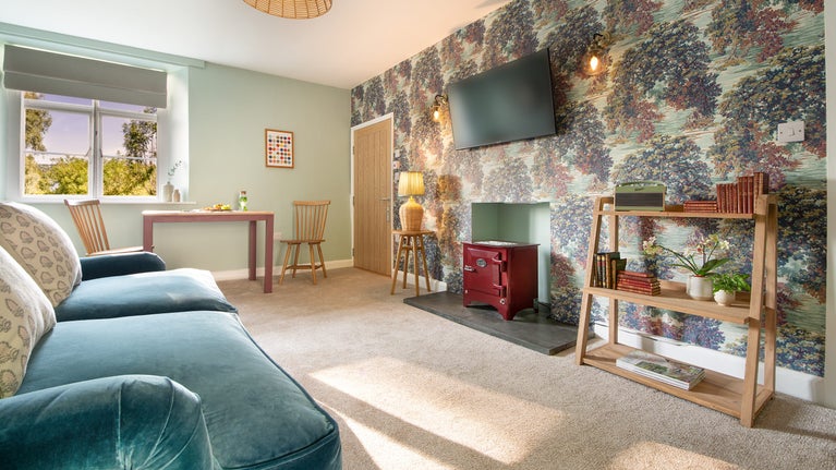 The sitting and dining room at Restharrow, Cumbria